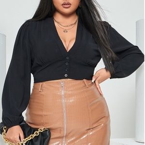 New- Black Puff Sleeve Blouse